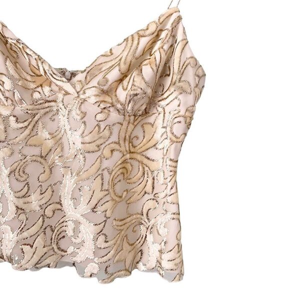 Vintage Cache Elegant Patterned Beaded Sleeveless Crop Blouse Made in USA Large - Picture 5 of 7